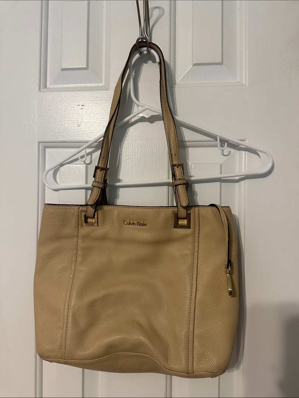 Calvin Klein Tan Pebbled Leather Tote